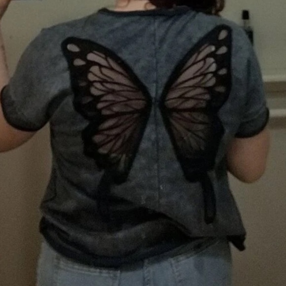 Mineral Wash Oversized Semi Sheer Loose Fit Short Sleeve Top - Picture 2 of 10